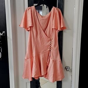 Free people flare satin shirt dress size XL